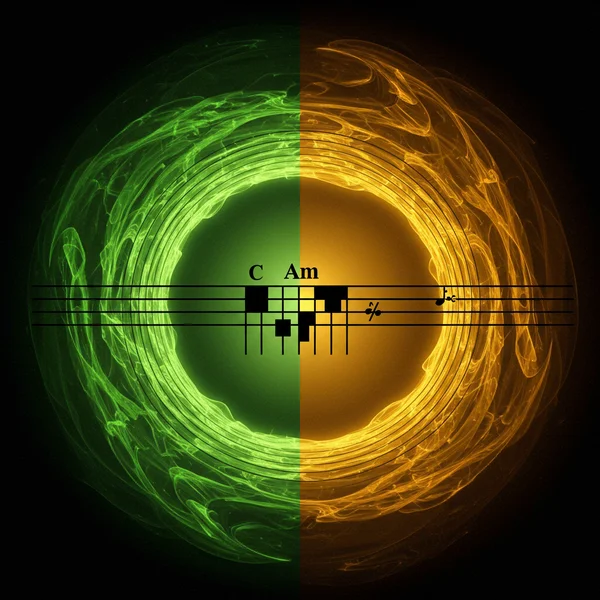 A musical chord acting as a bridge between two distinct keys.