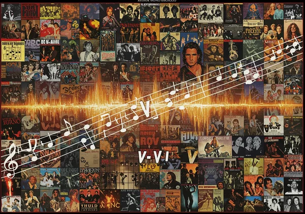 Collage representing famous songs using I-V-vi-IV progression