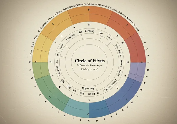 Classic diagram of the Circle of Fifths showing key relationships