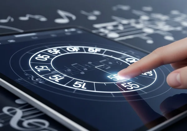 Interactive circle of fifths tool on a digital screen